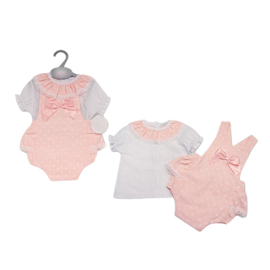 pink/white star romper set 2pc 0-24m