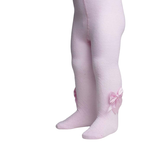 Pink bow tights NB-12m